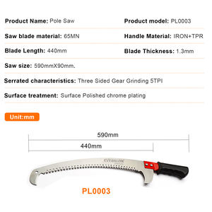 Scie à perche à dents trilatérales <span class=keywords><strong>pour</strong></span> coupe rapide, outil professionnel de taille <span class=keywords><strong>pour</strong></span> branches hautes, scie d'élagage 65MN <span class=keywords><strong>pour</strong></span> verger et jardin - Product Image 2
