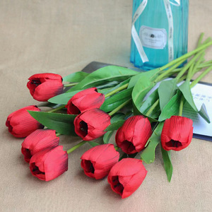 Fleur artificielle tulipe unique 48 cm en soie, décoration de mariage et de maison, fleur hautement réaliste - Product Image 3