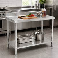 Table de travail en acier inoxydable de qualité professionnelle 304 201, à 2 niveaux, pour la restauration et la cuisine