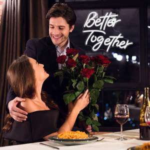 Letrero de Neón LED Romántico con la Frase 'Better Together', Decoración de Pared en Blanco Cálido para Bodas, Compromisos, Hogar y Dormitorio - Product Image 3