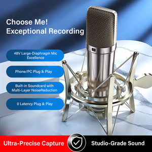 Kit de tarjeta de sonido de micrófono de condensador de aleación de Metal XLR con cable U87 de mano para grabación de Podcast transmisión <span class=keywords><strong>en</strong></span> <span class=keywords><strong>vivo</strong></span> Uso de estudio de <span class=keywords><strong>Radio</strong></span> - Product Image 3