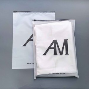 Personalized Logo Printed Frosted Zipper <b>Bag</b> Jacket Hoodie Jeans <b>Packing</b> Custom Garment <b>Bag</b> for Online Shop - Product Image 1