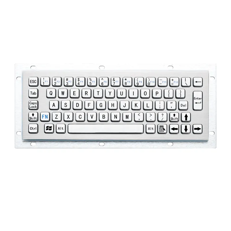 Mini 65 Keys Compact Industrial Computer Waterproof Stainless Steel Metal Keyboard For Kiosk
