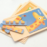 YD TOYS Jouets Montessori pour bébés, blocs de construction en bois écologiques en forme de bande, puzzle pour développer l'intelligence