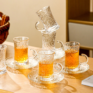 <strong>Turkish</strong> Coffee <strong>Cup</strong> Saucer Set 110ml Glass European-style High-end Exquisite Afternoon <strong>Tea</strong> <strong>Cup</strong> with Handle - Product Image 3