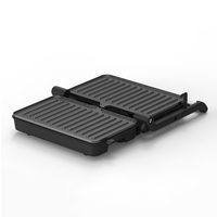Grille-pain électrique 2 tranches 1200W, plaque fixe antiadhésive, ouverture à 180 degrés, coque en acier inoxydable, sécurité anti-surchauffe