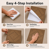 Carrelage de sol en bois PP brun sur mesure, 0,76 mm, autocollant adhésif, facile à poser