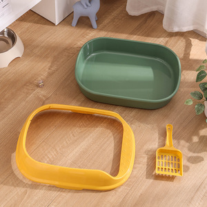 Bac à litière semi-fermé pour chat, bac à litière ovale anti-éclaboussures avec pédale, fournitures de nettoyage pour chat, fournitures pour animaux de compagnie. - Product Image 3