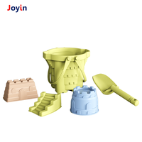 Ensemble de 5 jouets de plage en silicone avec seau et moules de château, pelle, pour enfants, jeu de construction de sable d'été en bord de mer