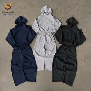 Wholesale Custom Sweatpants and Hoodie <b>Set</b> 100% Cotton Heavyweight Man Blank Tracksuit Baggy 2 Piece Men Oversized Sweatsuits - Product Image 1