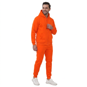 Premium 300GSM 100% Cotton Knit Winter Streetwear Tracksuit Men Zip Hoodie <b>Jogger</b> Set Digital Print Solid <b>White</b> Stylish Fitness - Product Image 1