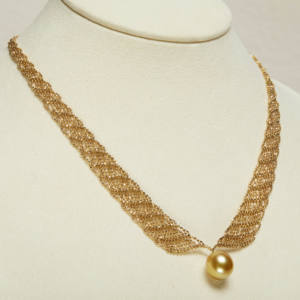 Collar de encaje dorado de 18K para mujer, Perla de mar 5A, cadena ajustable para regalo - Product Image 3