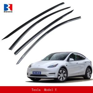 แผ่นบังลมรถยนต์สำหรับ TESLA MODEL Y / MODEL 3 สีดำ / คาร์บอนไฟเบอร์ แผ่นบังลมหน้าต่าง แผ่นบังแดดประตู ป้องกันฝน - Product Image 2