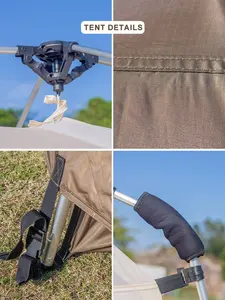 <span class=keywords><strong>Tente</strong></span> à poteaux en aluminium entièrement automatique de grande taille pour l'extérieur, auvent pare-soleil et d'ombrage pour 8 à 10 personnes, imperméable et <span class=keywords><strong>anti</strong></span>-moustiques - Product Image 4