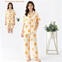 Ensemble pyjama d'été respirant en crêpe de coton pur pour femme, style frais, avec cardigan à manches courtes et short en gaze, idéal pour la détente