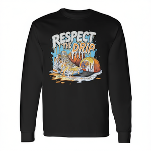 Camiseta de Manga Larga con Diseño de Goteo de Baloncesto y Temática de Helado, Respect The Drip - Product Image 2