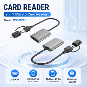 Lector de Tarjetas 2 en 1 USB C Tipo A, Doble Conector, Alta Velocidad 5Gbps, Lector de Tarjetas de Memoria <span class=keywords><strong>Micro</strong></span> <span class=keywords><strong>SD</strong></span> TF de Aluminio con Cable para Laptop - Product Image 1