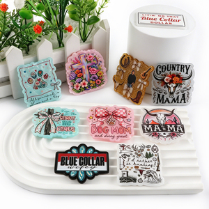 Customization Colorful Acrylic Flatbacks Badge <b>Holders</b> With Floral Country Designs For DIY Decorations - Product Image 6