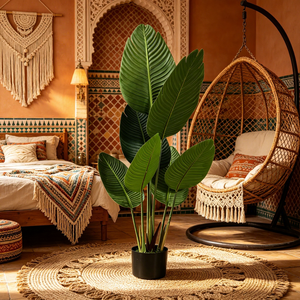 <span class=keywords><strong>D</strong></span>écorations de fête intérieures et extérieures : <span class=keywords><strong>Plante</strong></span> artificielle tropicale, palmier du voyageur, touffe de verdure artificielle, toucher réel, pour cadeaux de mariage - Product Image 2