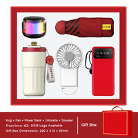 Ventilateur portable compact, parapluie, tasse, batterie externe, haut-parleur 5-en-1 – Cadeau d'été indispensable pour les entreprises, vente en gros, cadeaux populaires