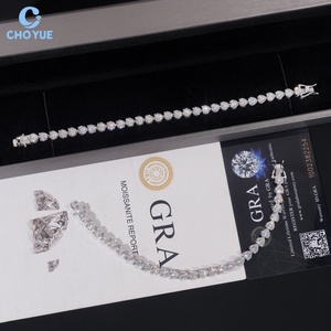 Hot Sale Heart Shape 5mm Moissanite Cuban Link Bracelet Rhodium Plated Solid 925 Silver Bracelet Hiphop <b>Iced</b> <b>Out</b> Jewelry - Product Image 3