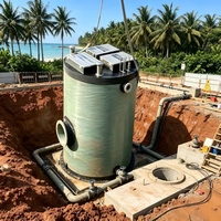 Estación elevadora de aguas residuales prefabricada de FRP de 10-50m/h con bomba doble y motor PLC para elevación subterránea de aguas residuales, 220V 380V, 1 año de garantía, OEM personalizado