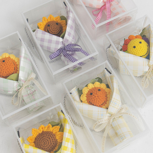 باقة زهور اصطناعية جديدة مصنوعة يدويًا من الزهور المحبوكة عباد الشمس بطاقة تحية باقة عيد الحب عيد الأم - Product Image 3