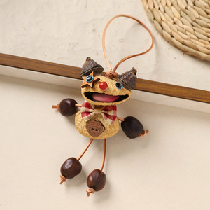Pendentif de sac en coquille de noix naturelle, fait main, créatif, style carillon éolien, ornement à suspendre pour voiture, bohème vintage, féminin, porte-clés pour sac à dos - Product Image 4