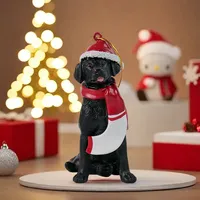 Ensemble d'ornements de Noël pour chien avec chapeaux de Père Noël, décoration suspendue en résine avec des motifs de Labrador Retriever, Schnauzer et Yorkshire Terrier