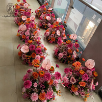 Boule de fleurs artificielles personnalisée de 30 cm de diamètre, centre de table rose vif et orange, arrangement de mariage fait main, décoration florale de table