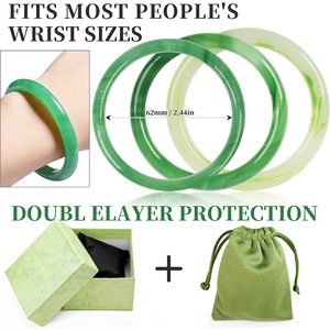Bozamba Natural Jade <b>Bangle</b> Bracelet <b>Set</b> For Women Gift Jewelry Healing Wealth Luck Green Stone <b>Bangles</b> 3 Pcs - Product Image 2