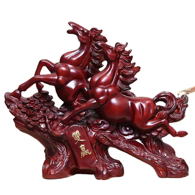 2022 Resin Double Running Horse Ornament Win Instant Success Living Room Fortune Decoration Office Table Furnishings