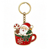 Porte-clés émaillé de Noël, Bonhomme de neige, Globe à neige, Pingouin, Tasse de Père Noël, Personnalisé OEM, Plaqué or, Vente en gros, Fabricant