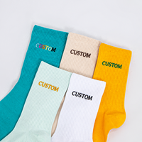 Chaussettes unisexes en coton respirant à côtes, avec logo brodé personnalisé