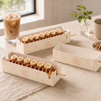 Boîte à gâteau roulé coulissante personnalisée avec poignée pour gaufres, mousses, cupcakes, pâtisseries, desserts à emporter