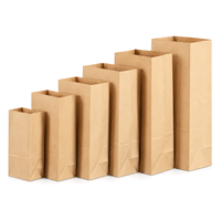 Sacs en papier kraft SOS à fond carré sans poignée, sacs à emporter bruns pour aliments, tailles personnalisées, impression de logo, vente en gros