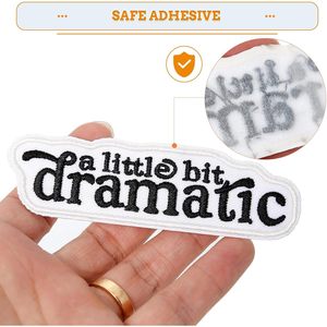 Parches un poco dramáticos, 2 piezas, apliques bordados termoadhesivos para sombreros, parche rectangular negro y blanco - Product Image 6