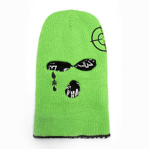 Pasamontañas de Punto Negro con Diseño Jacquard, Cortavientos, Cálido, con un Orificio o Tres Orificios, Logotipo Personalizado Impreso, para Ciclismo y Esquí - Product Image 4