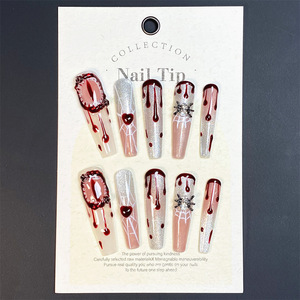 2026 Diseño <span class=keywords><strong>de</strong></span> <span class=keywords><strong>Halloween</strong></span> Venta al por mayor Parches <span class=keywords><strong>de</strong></span> <span class=keywords><strong>uñas</strong></span> acrílicas largas <span class=keywords><strong>Uñas</strong></span> postizas hechas a mano prensadas portátiles - Product Image 1