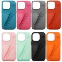 Coque de téléphone en silicone avec support à rouge à lèvres, support de bureau flexible, protection intégrale