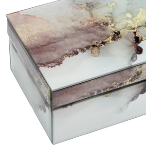 Scatola Decorativa con Coperchio, Portagioie a Specchio con Finitura Ispirata al Marmo, Organizzatore per Arredamento Casa - Product Image 6