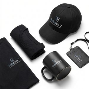 Set <span class=keywords><strong>de</strong></span> Regalo Promocional Empresarial <span class=keywords><strong>de</strong></span> Lujo, Colección Premium Negra para Branding Corporativo, Incluye Camiseta, Gorra, Taza y Placa <span class=keywords><strong>de</strong></span> Identificación Laboral - Product Image 1