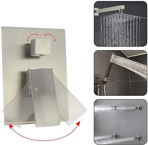 Níquel cepillado latón ducha de lluvia Sistema de 12 pulgadas de montaje en pared grifo de ducha Combo Set - Product Image 3