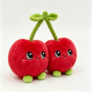 Peluche personnalisée en forme de fruit, Peluche cerise jumelle, Adorable poupée cerise en peluche, Jouet en peluche cerise - Product Image 3