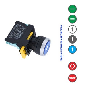สวิตช์ปุ่มกดพลาสติกกันน้ำระดับ IP65 แบบแบน หมุนได้ ล็อคตัวเอง รีเซ็ตได้ สวิตช์หยุดฉุกเฉินคู่ ปรับแต่งได้ พร้อมไฟ - Product Image 3
