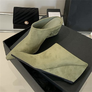 Sandales compensées à talon haut pour femmes européennes et américaines, en daim, à bout pointu, élégantes, pour l'été, le printemps et l'automne, rehaussant la silhouette - Product Image 5