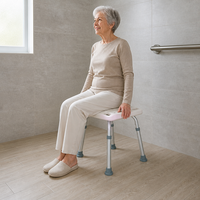 Tabouret de douche à poignée latérale, siège de bain en aluminium, design incurvé, antidérapant, drainage, sécurité pour personnes âgées et handicapées dans la salle de bain