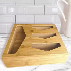 Custom Kitchen Drawer Bamboo ziplock bag storage organizer
