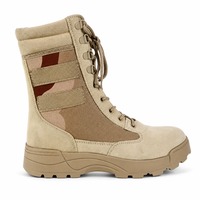Bottes tactiques pour hommes, camouflage désertique, tige en daim, doublure en mesh, semelle extérieure en caoutchouc, fermeture éclair, lacets, hauteur genou, entraînement extérieur, toutes occasions