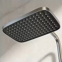 Ensemble de robinetterie de douche thermostatique gris anthracite en aluminium avec barre coulissante, poignée unique, jet doux/pluie, fixation murale, finition laiton, céramique, moderne